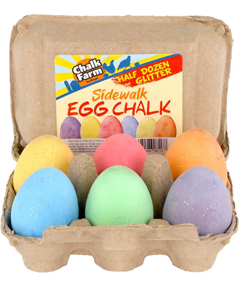 Regal Games Sidewalk Glitter Egg Chalk 6 Count Chalk Non-Toxic Washable Art Set $17.58 Kids' Drawing & Painting Supplies