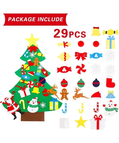 DIY Felt Christmas Tree Snowman Set - 3FT 49pcs Ornaments | Wall Hanging Felt Christma Trees for Toddler Xmas Craft Kit Detac...