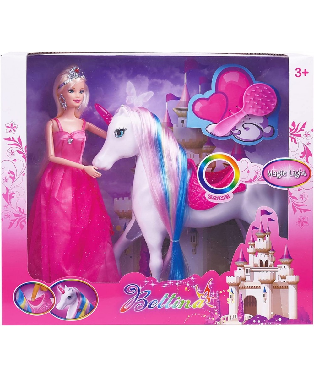 Princess Doll and Magic Light Unicorn Playset Unicorn Princess Toys Gifts for Girls Kids Aged 3 4 5 6 Present for Christmas B...