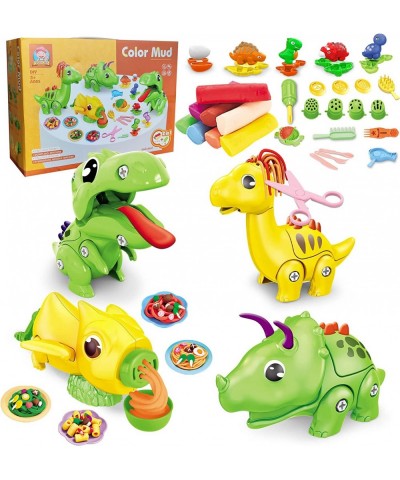 Dinosaur Color Dough Toys Playset Dough for Kids 43Pcs Dinosaur Creations Kit Contains 4 Dinosaur Toys 12 Colorful Doughs for...