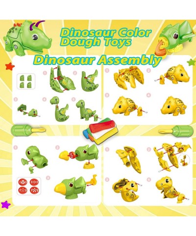 Dinosaur Color Dough Toys Playset Dough for Kids 43Pcs Dinosaur Creations Kit Contains 4 Dinosaur Toys 12 Colorful Doughs for...