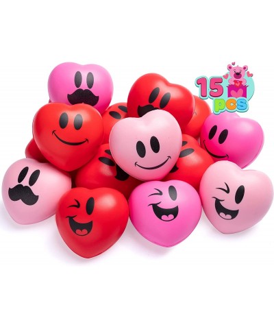 15 Pcs Heart Stress Balls Smile Face Squeeze Stress Relief Heart Shaped Stress Ball for Kids and Adults Party Favors Valentin...