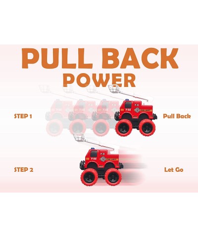 Pull Back Die-cast Alloy Fire Truck Vehicles Play Set Monster Truck Model Cars Friction Powered Toy Cars 4 Pack Toys for 3 4 ...