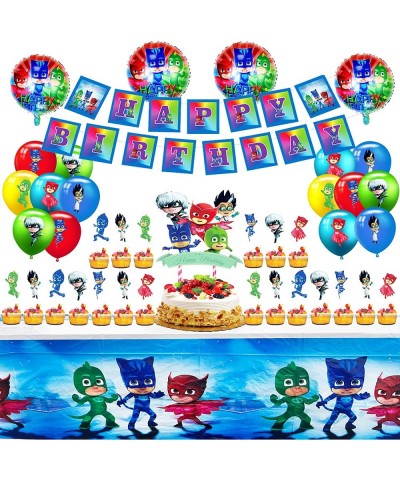 PJ Masks Birthday Party Supplies PJ Masks Theme Party Decorations Include Happy Birthday Banner Tablecloth Cake Topper Cupcak...