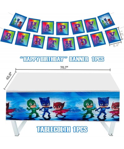 PJ Masks Birthday Party Supplies PJ Masks Theme Party Decorations Include Happy Birthday Banner Tablecloth Cake Topper Cupcak...