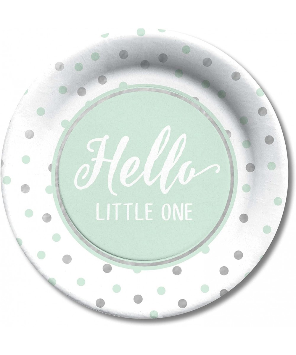 Carter's "Hello Little One" Boy and Girl's Green Polka Dot Baby Shower Paper Plates 8" D 8pc $15.47 Kids' Party Tableware