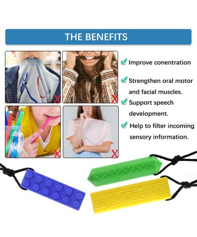 Sensory Oral Motor Chew Tool Sensory Chew Necklaces(6 Pack) for with ADHD Autism Biting Needs Oral Motor Chewy Silicone chewl...