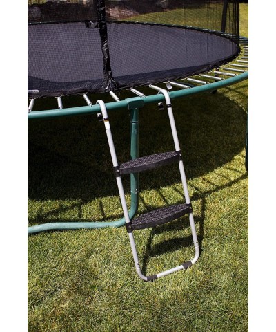 Wide 2-Step Heavy Duty Trampoline Ladder | Unique Safety-Latch Design | No Slip Extra-Wide Steps | Cooler to Touch Silver Sur...