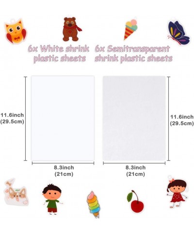 12 Pieces Printable Shrink Plastic Sheets Shrink Films Papers for Kids Creative Craft 6 White and 6 Semitransparent 8.3 x 11....