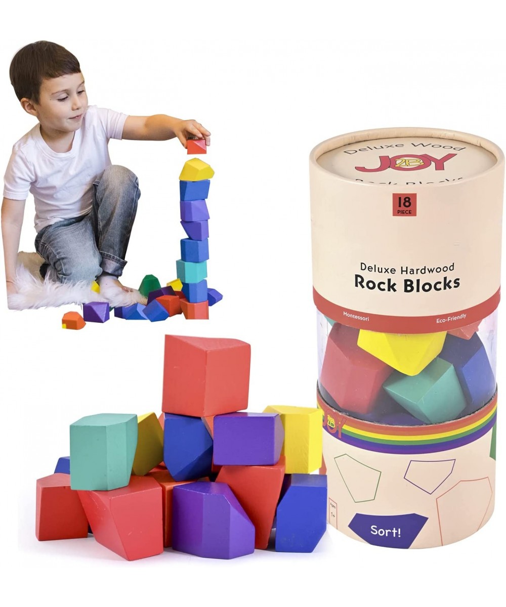 Toddler Toys Wooden Stacking Blocks - Montessori Toys for Boys and Girls Toys for Kids Wooden Toys - Deluxe Hardwood Rock Sta...