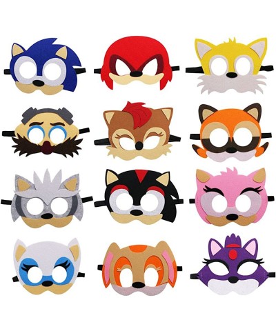 12 Packs Hedgehog Felt Masks and 50 Stickers Party Favors for Kids - Hedgehog Themed Birthday Party Supplies Cosplay Mask Pho...