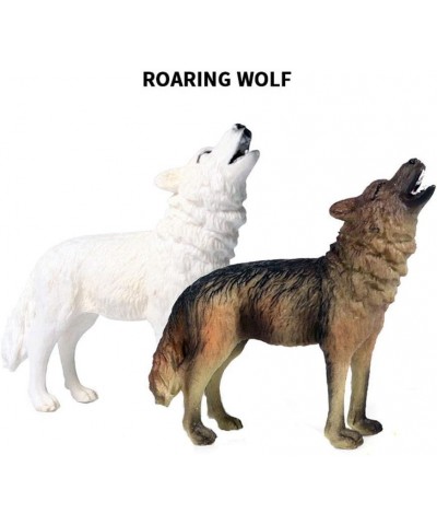 Animal Figures Realistic Roaring Wolf Plastic Early Educational Toys Cupcake Topper Party Gift for Kids 3+ Year Old(White) $1...