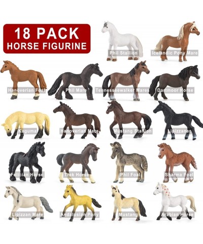 18 Pcs Plastic Horse Figure Toy Set for Kid 2.5'' Miniature Realistic Pony Horse Toy Figurine Farm Animal Toy Gift for Boy Gi...