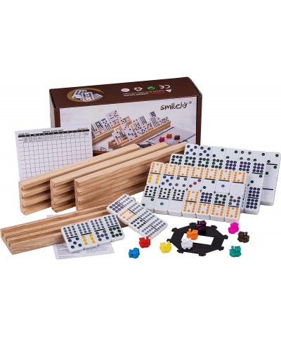 Domino Set for Adults Domino Double 12 Set for Classic Board Games Mexican Train Dominoes Domino Set with 4 Wooden Racks Doub...