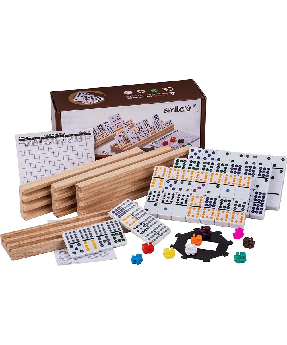 Domino Set for Adults Domino Double 12 Set for Classic Board Games Mexican Train Dominoes Domino Set with 4 Wooden Racks Doub...