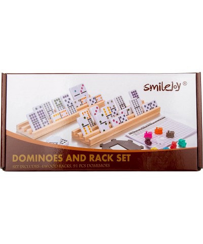 Domino Set for Adults Domino Double 12 Set for Classic Board Games Mexican Train Dominoes Domino Set with 4 Wooden Racks Doub...