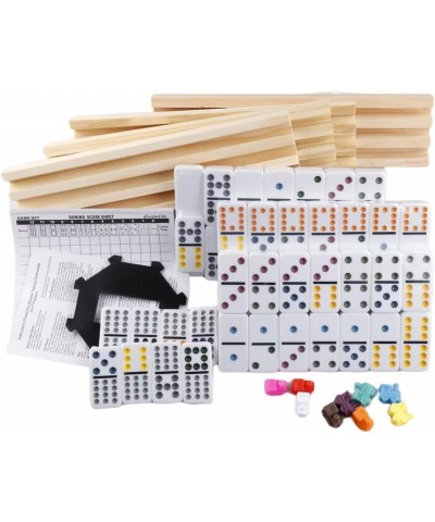 Domino Set for Adults Domino Double 12 Set for Classic Board Games Mexican Train Dominoes Domino Set with 4 Wooden Racks Doub...