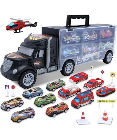 Toddler Toys for 3-5 Year Old Boys Cars Truck Toys Transport Carrier Set Die-cast Vehicles Includes 12 Mini Toy Cars for Age ...