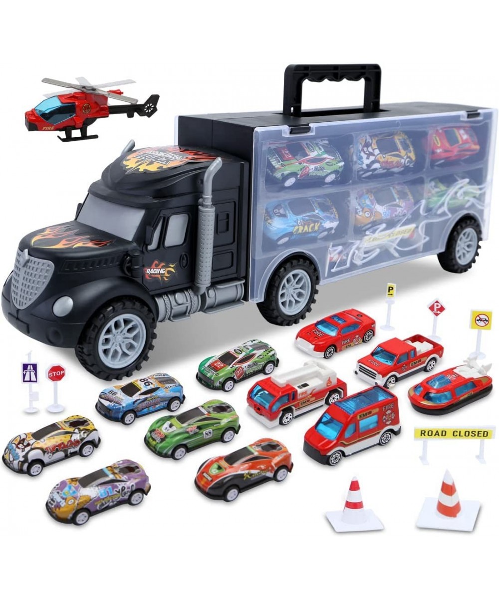 Toddler Toys for 3-5 Year Old Boys Cars Truck Toys Transport Carrier Set Die-cast Vehicles Includes 12 Mini Toy Cars for Age ...