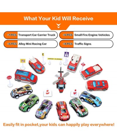 Toddler Toys for 3-5 Year Old Boys Cars Truck Toys Transport Carrier Set Die-cast Vehicles Includes 12 Mini Toy Cars for Age ...