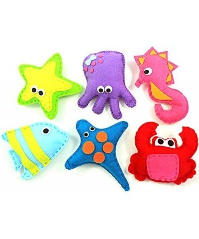 Kid Craft Felt Kit - 6 Cute Sea Animals Beginners Sewing Kits - Little Kids Ages 7 to 12 - Easy Childrens First Sew Kit - Gre...