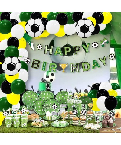 180pcs Soccer Party Decorations Sports Theme Party Supplies Set - Balloon Arch Garland Cake Toppers Latex Balloon Happy Birth...