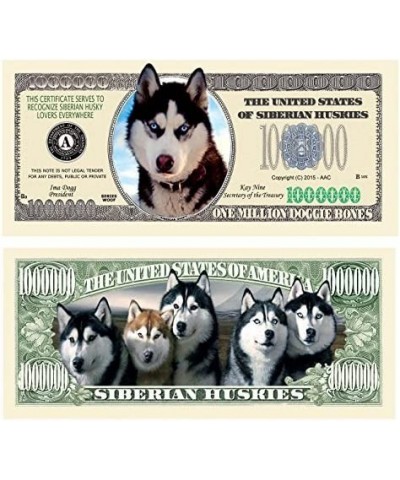 Set of 10 - Siberian Husky Dog Million Dollar Bill $17.19 Gags & Practical Joke Toys