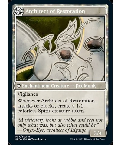 Magic: the Gathering - The Restoration of Eiganjo // Architect of Restoration (034) - Kamigawa: Neon Dynasty $10.90 Trading C...