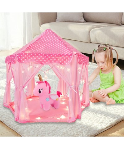 Little World 18" Baby Doll House Camping Tent Accessories Set Pink Princess Castle Portable Playhouse with Unicorn Doll Star ...