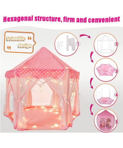 Little World 18" Baby Doll House Camping Tent Accessories Set Pink Princess Castle Portable Playhouse with Unicorn Doll Star ...