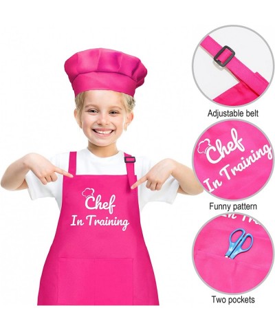 Kids Apron and Chef Hat Set Chef in Training Funny Child Apron with 2 Pockets Children Adjustable for Boys Girl $18.26 Toy Ki...