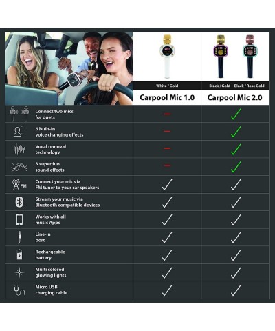 Carpool Karaoke The Mic 2.0 2021 Version Wireless Bluetooth Karaoke Microphone with Voice Changing Effects and Duet Options G...