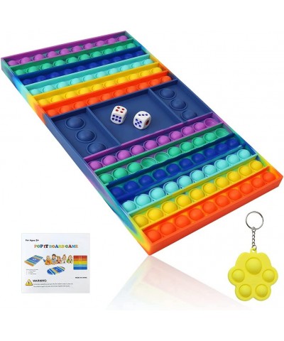 Pop it Game Pop it Game Board Big Pop Rainbow Chess Board Push Bubble Fidget Toy with Dice Silicone Popper Fidget Sensory Toy...