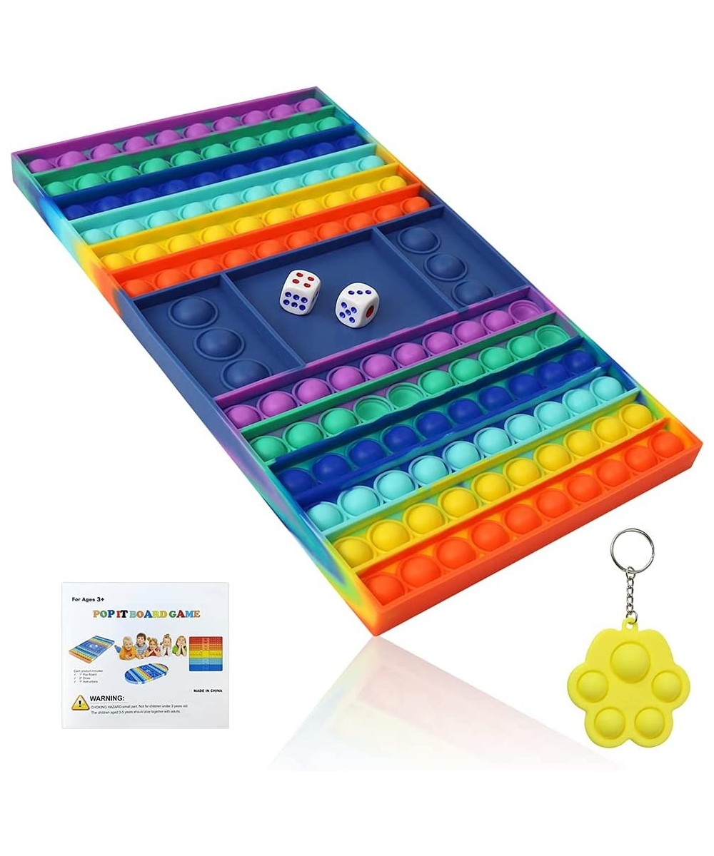 Pop it Game Pop it Game Board Big Pop Rainbow Chess Board Push Bubble Fidget Toy with Dice Silicone Popper Fidget Sensory Toy...