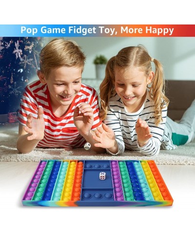 Pop it Game Pop it Game Board Big Pop Rainbow Chess Board Push Bubble Fidget Toy with Dice Silicone Popper Fidget Sensory Toy...