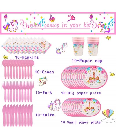 Unicorn Party Supplies Decorations Gifts for Girls Set- Serve 10 Guests Unicorn Birthday Theme Packs Includes Flatwares Backd...