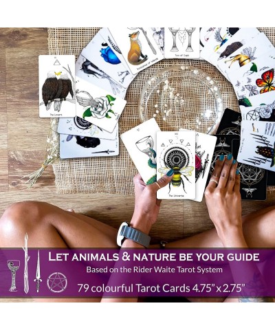 Tarot Deck by Jillian C. Wilde - Black Tarot Deck Tarot Cards with Guide Book - Nature & Animal Tarot Cards for Beginners & A...