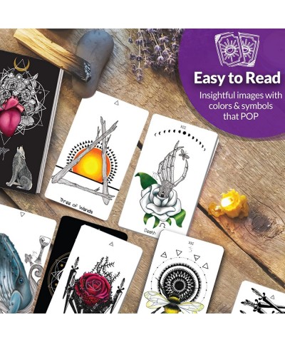 Tarot Deck by Jillian C. Wilde - Black Tarot Deck Tarot Cards with Guide Book - Nature & Animal Tarot Cards for Beginners & A...