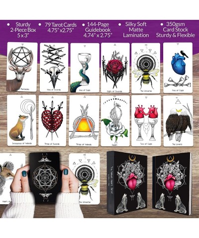 Tarot Deck by Jillian C. Wilde - Black Tarot Deck Tarot Cards with Guide Book - Nature & Animal Tarot Cards for Beginners & A...