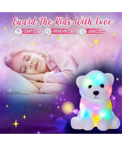 Light up Stuffed Polar Bear LED Animals with Colorful Night Lights Glow in Dark Plush Wildlife Toys Birthday for Toddler Kids...