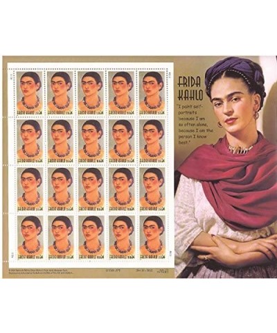 Frida Kahlo Sheet of Twenty 34 Cent Stamps Scott 3509 $38.78 Collectible Postage Stamps