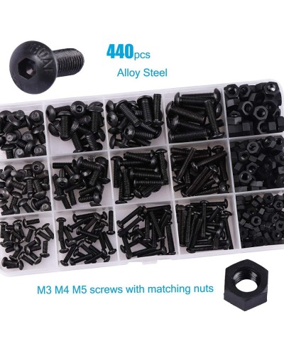 440pcs Alloy Steel RC Screws Kit Assortment Set M3 M4 M5 Button Head Hex Socket Cap Screws for 1/10 1/8 Traxxas Axial Arrma H...