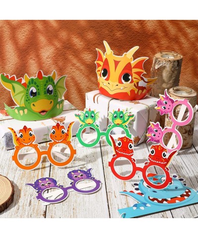 48 Pcs Dinosaur Birthday Party Supplies Include Dinosaur Party Paper Hats Dinosaur Glasses Set Adjustable Sunglasses with 24 ...