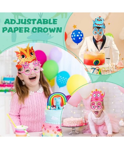 48 Pcs Dinosaur Birthday Party Supplies Include Dinosaur Party Paper Hats Dinosaur Glasses Set Adjustable Sunglasses with 24 ...