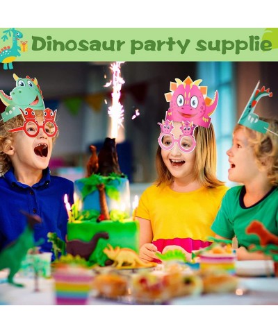 48 Pcs Dinosaur Birthday Party Supplies Include Dinosaur Party Paper Hats Dinosaur Glasses Set Adjustable Sunglasses with 24 ...