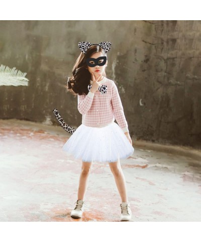 4pcs Halloween Leopard Cheetah Costume Set Tutu Skirt + Bowtie + Headband + Tail Dress Up Costumes for Girls Halloween Christ...