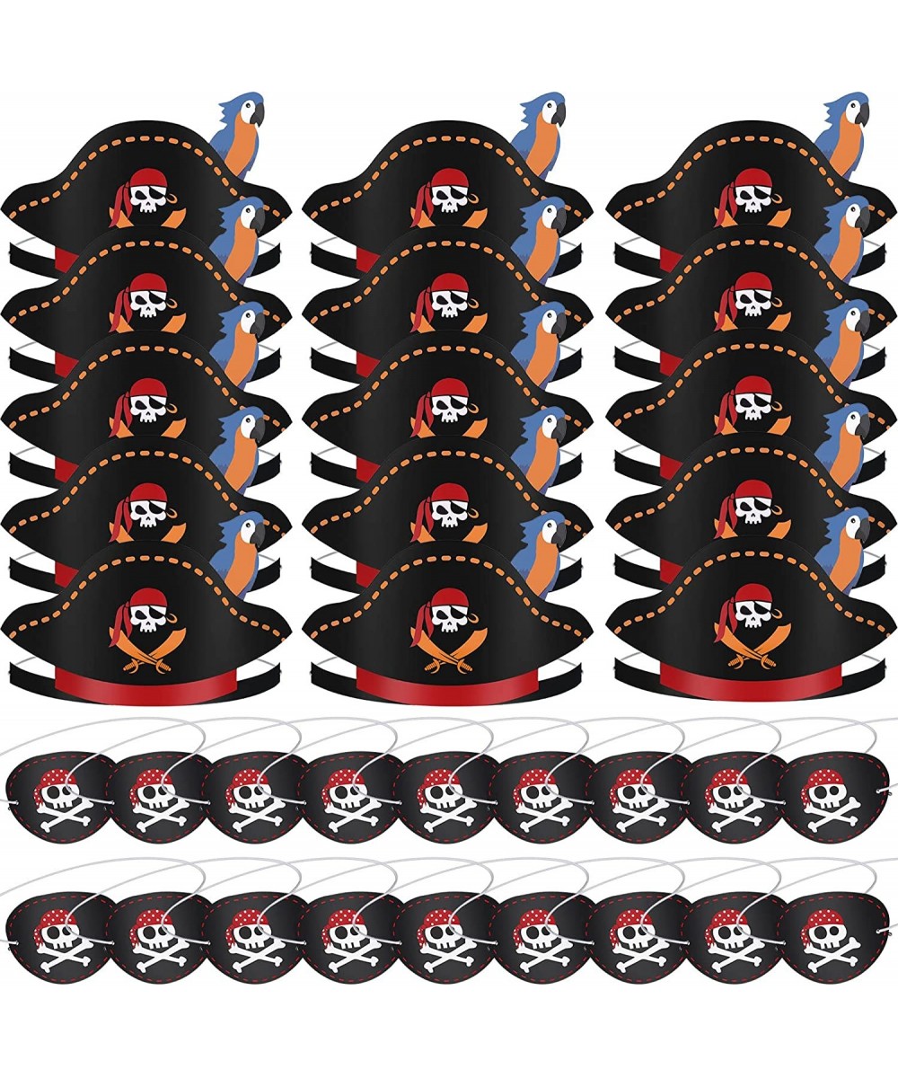 72 Pcs Pirate Costume Accessories Include 36 Classic Costume Cap Paper Pirate Hat and 36 Pirate Eye Patches for Pirate Captai...