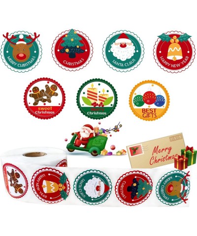 600 PCS Christmas Stickers 7 Design Bell Santa Tree Snowman Elk Merry Christmas Stickers Roll Waterproof Self-Adhesive Label ...