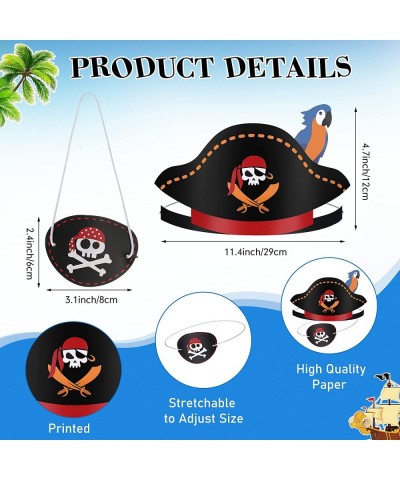 72 Pcs Pirate Costume Accessories Include 36 Classic Costume Cap Paper Pirate Hat and 36 Pirate Eye Patches for Pirate Captai...