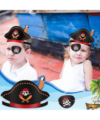 72 Pcs Pirate Costume Accessories Include 36 Classic Costume Cap Paper Pirate Hat and 36 Pirate Eye Patches for Pirate Captai...